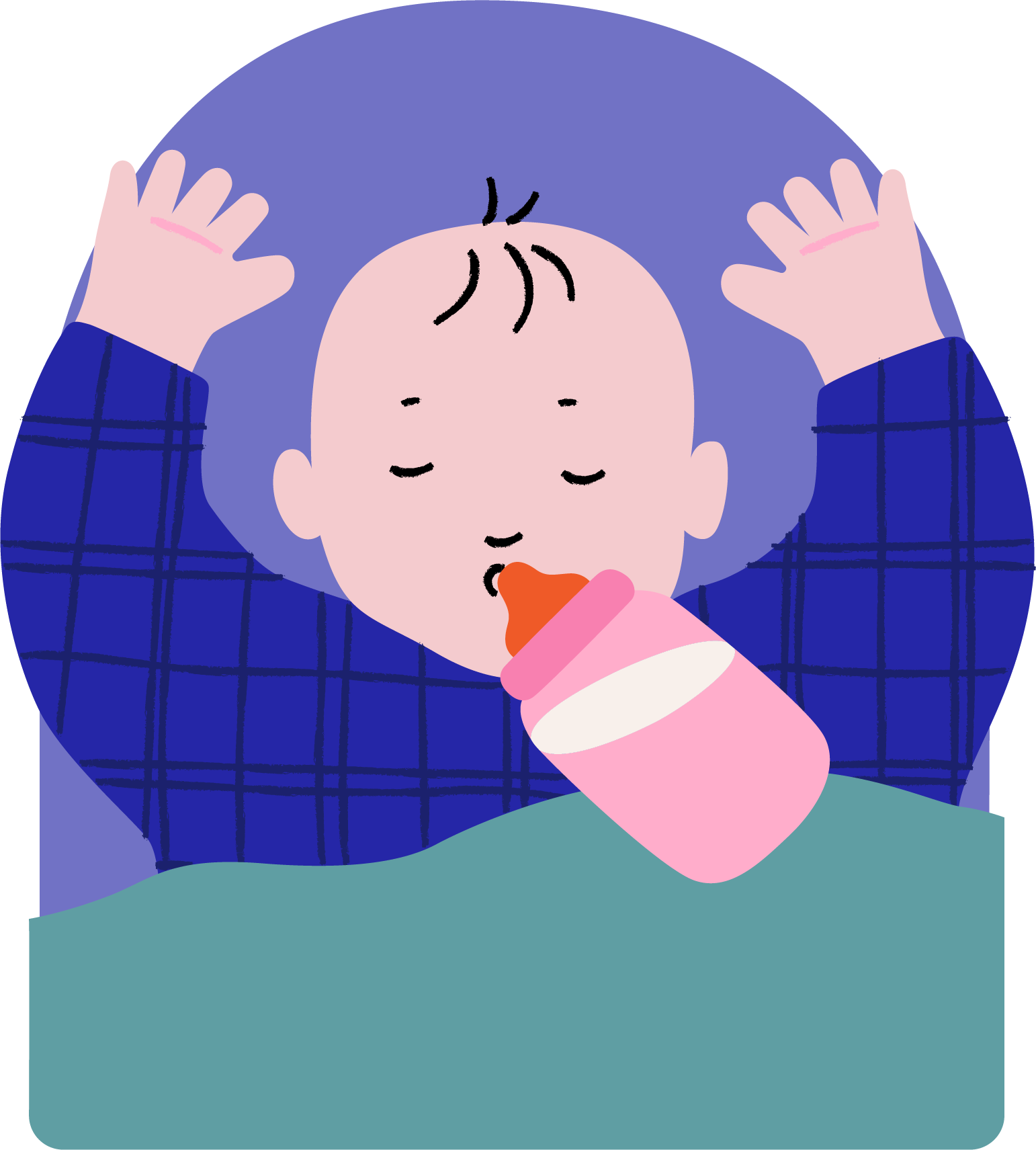 Baby in bed with bottle infographic